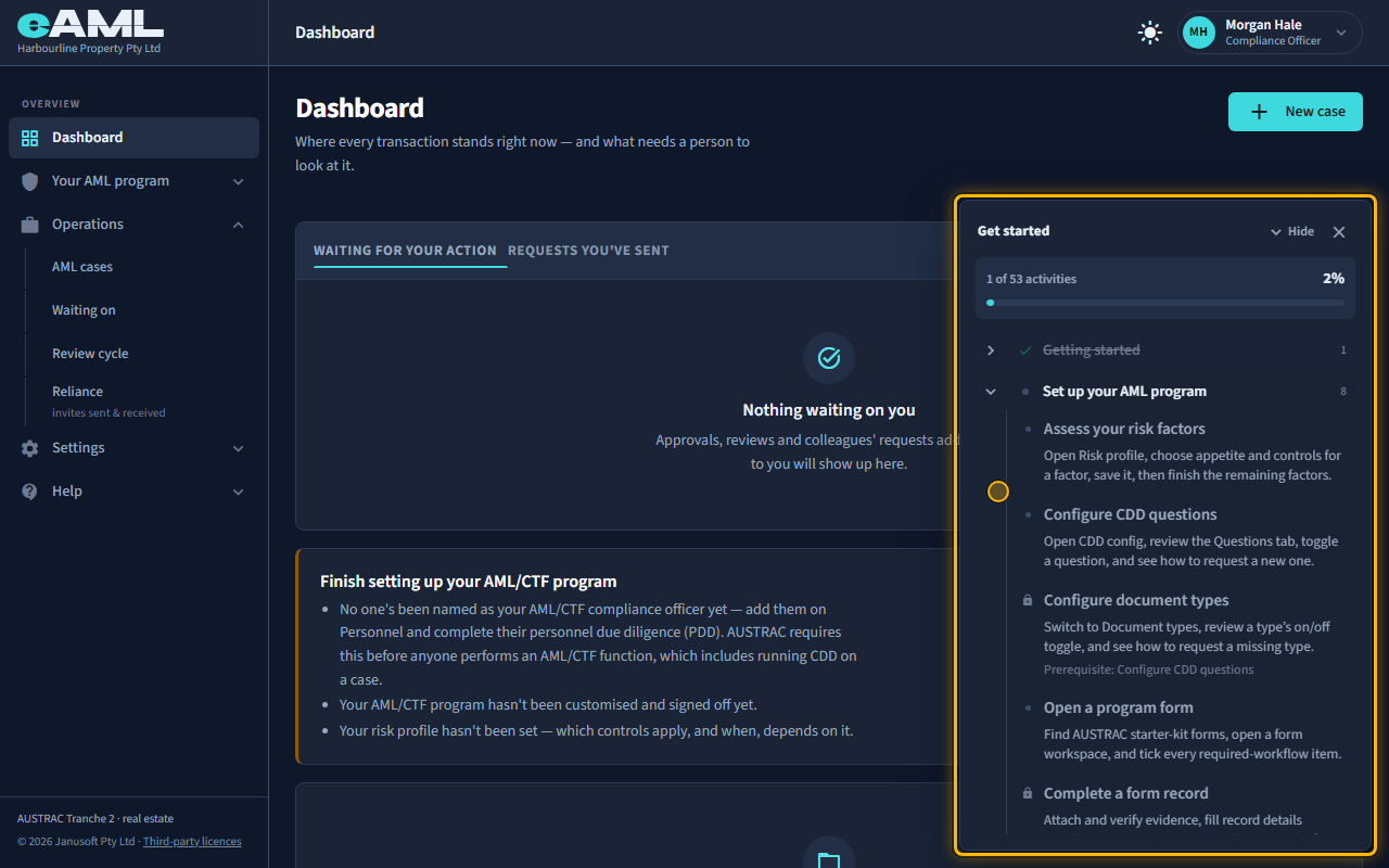 Get started: your checklist: the screen at this step