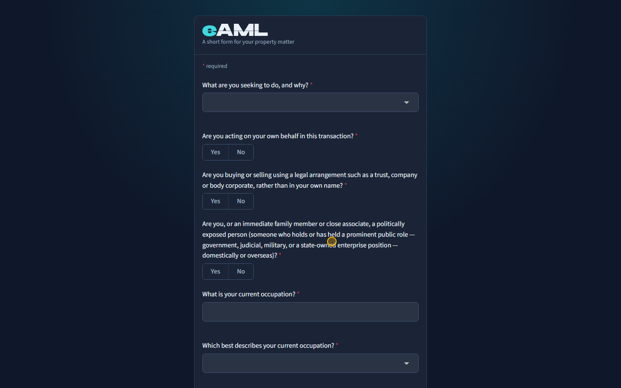 The client’s form.