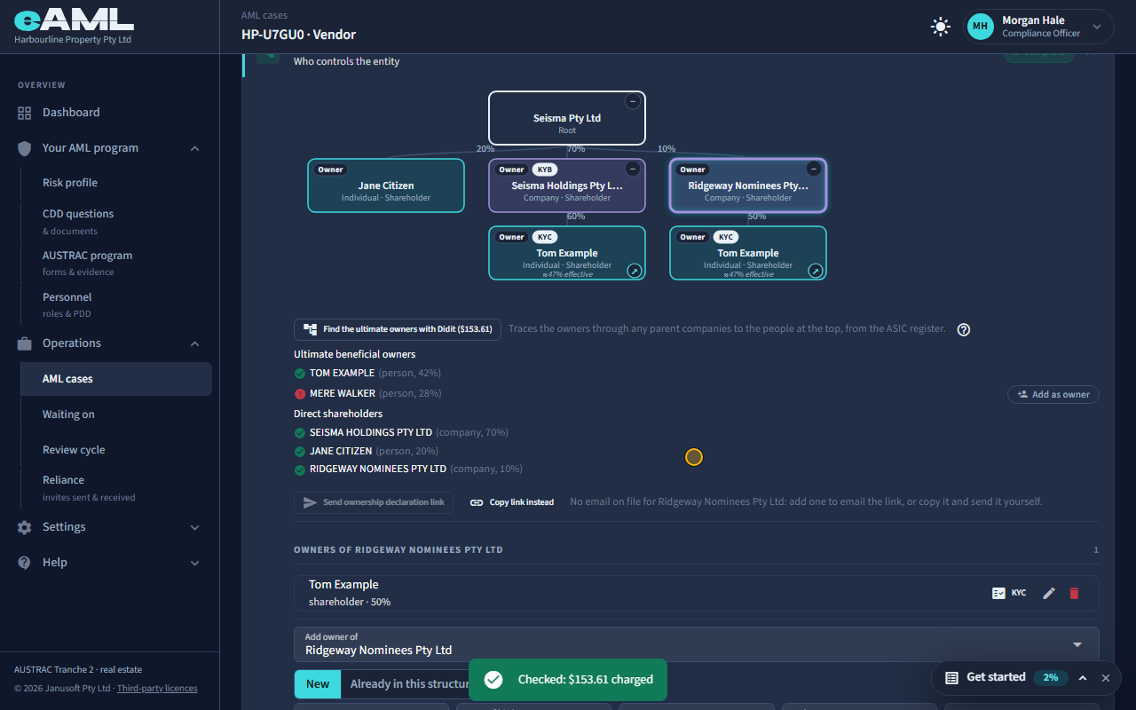 Ask the company register who is behind it: the screen at this step