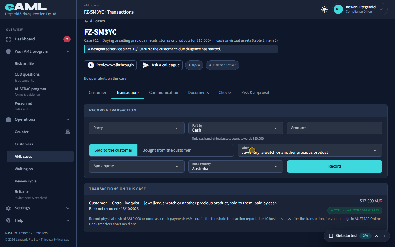 The same payment once its TTR is lodged.