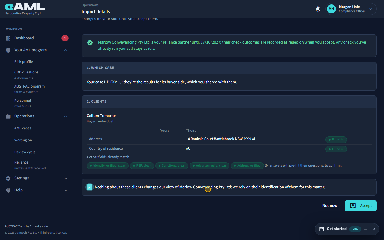 Review and accept the results: the screen at this step