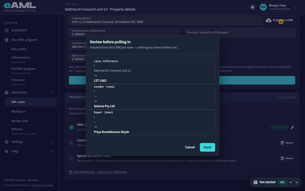 Pull the people in from the CRM: the screen at this step