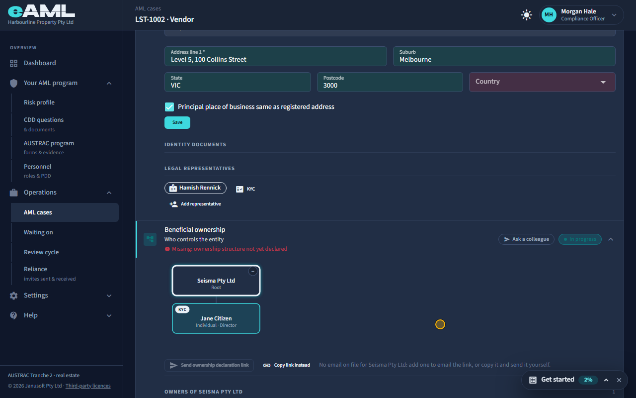 Add representative under Customer identification, and the director under Beneficial ownership.